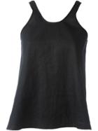 Forte Forte Scoop Neck Tank Top, Women's, Size: 0, Black, Linen/flax/cotton