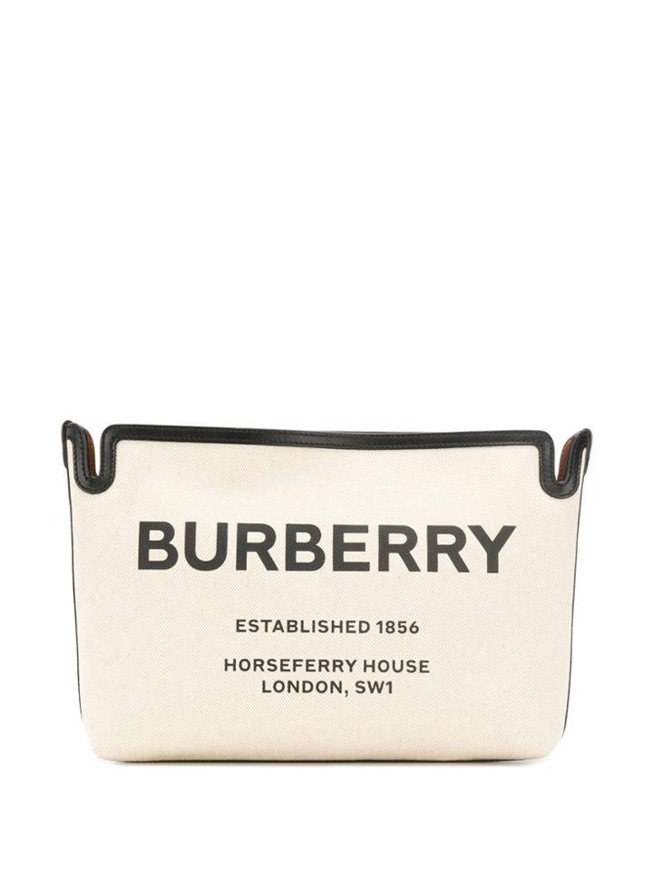 Burberry Logo Print Clutch Bag - Neutrals