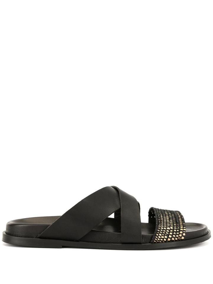 Casablanca Woven Strap Sandals - Black