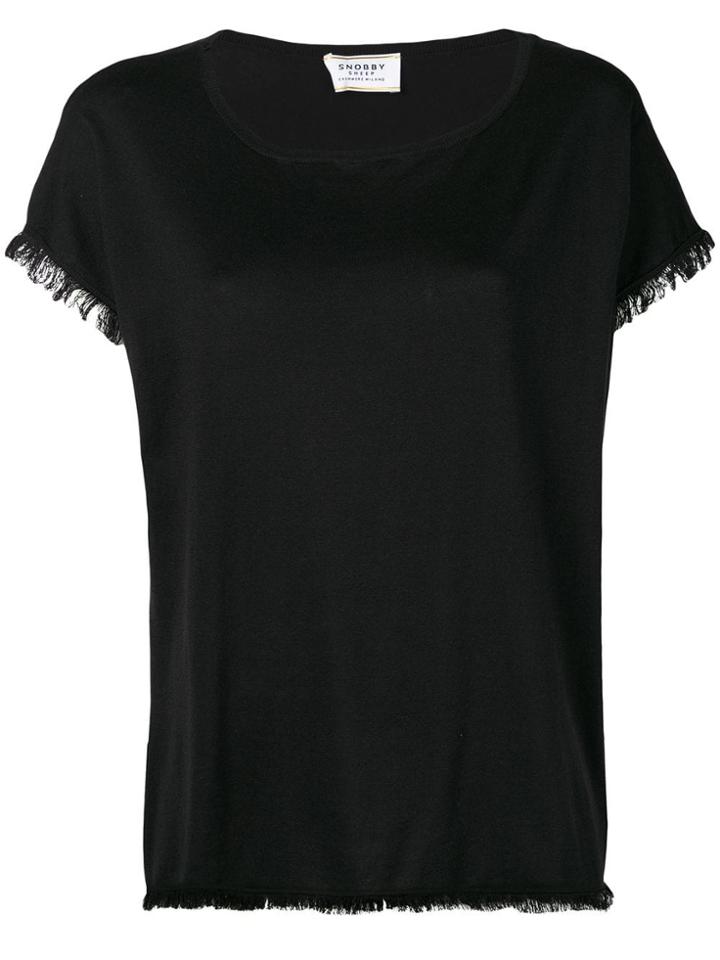 Snobby Sheep Fringed-hem Blouse - Black