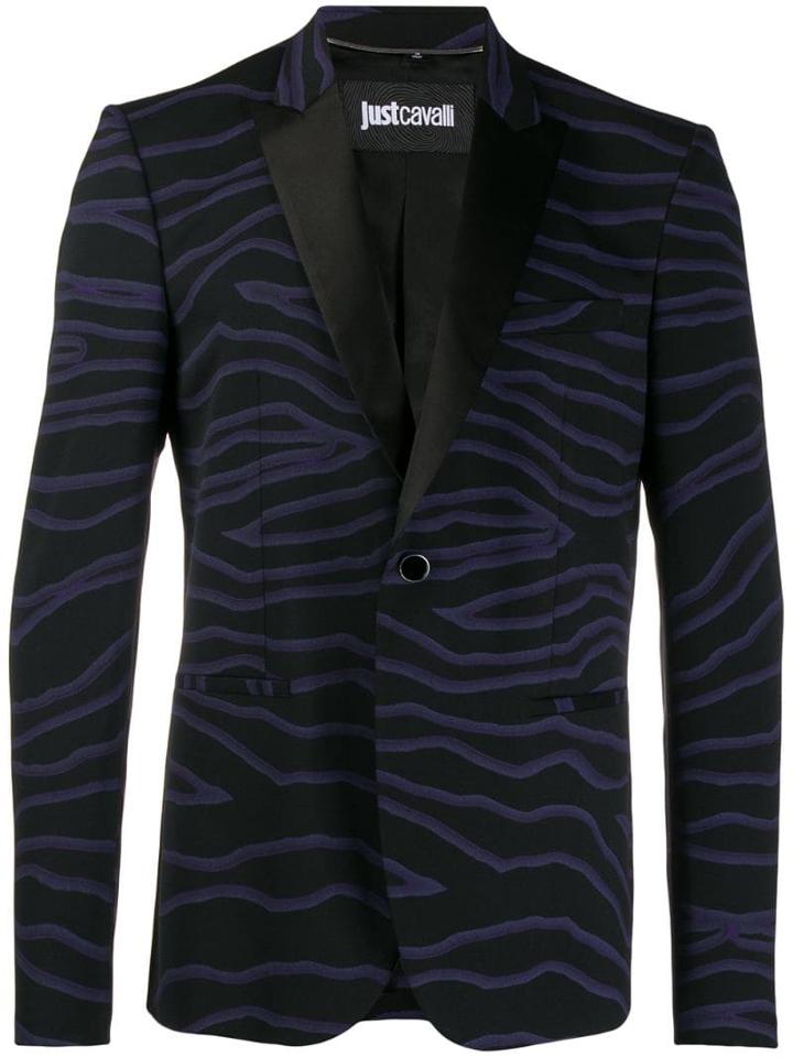 Just Cavalli Printed Slim-fit Blazer - Black