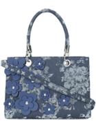 Christian Siriano Floral Appliqué Denim Tote Bag - Blue