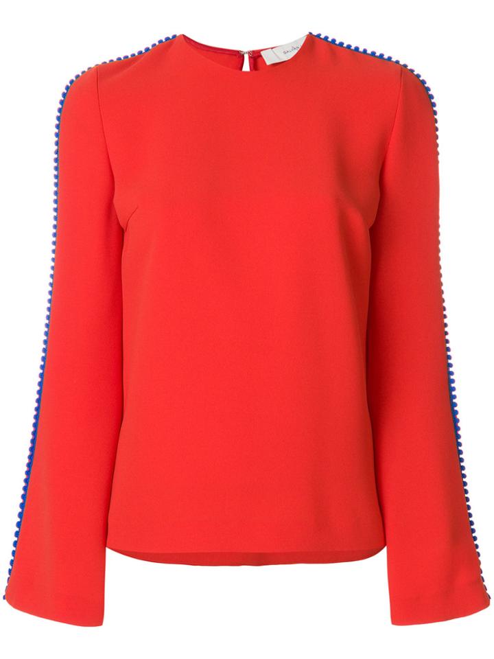 Galvan Side Stripe Blouse - Red