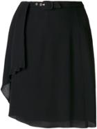 Giorgio Armani Vintage Creased Belted Short Skirt - Black