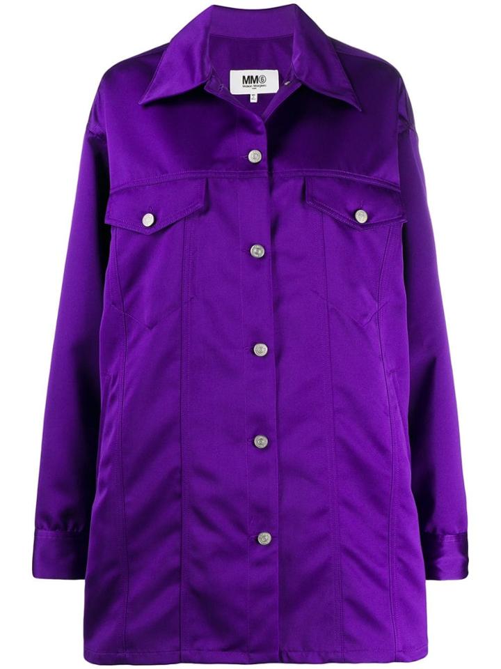 Mm6 Maison Margiela Oversized Shirt Jacket - Purple