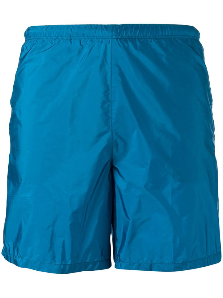Prada Elasticated Waistband Swim Shorts, Men's, Size: 52, Blue, Nylon/polyester