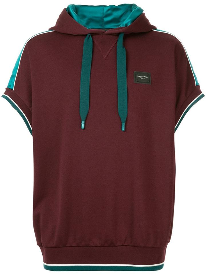 Dolce & Gabbana Colour-block Short Sleeve Hoodie - Red