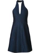 Halston Heritage Textured Halterneck Dress, Women's, Size: 4, Blue, Polyester
