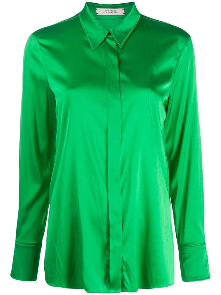 Dorothee Schumacher Long Sleeved Silk Shirt - Green