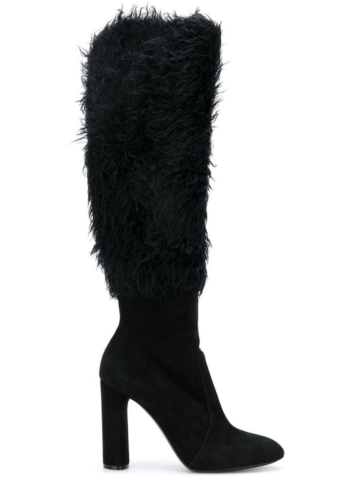Casadei Removable Fluffy Leg Boots - Black