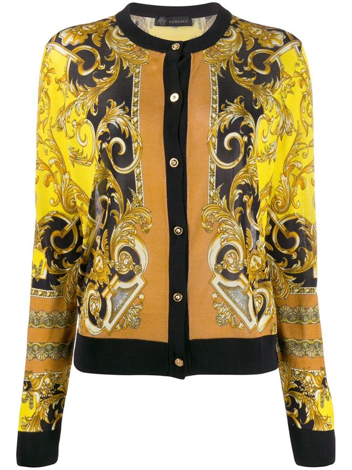 Versace Baroque Pattern Cardigan - Yellow
