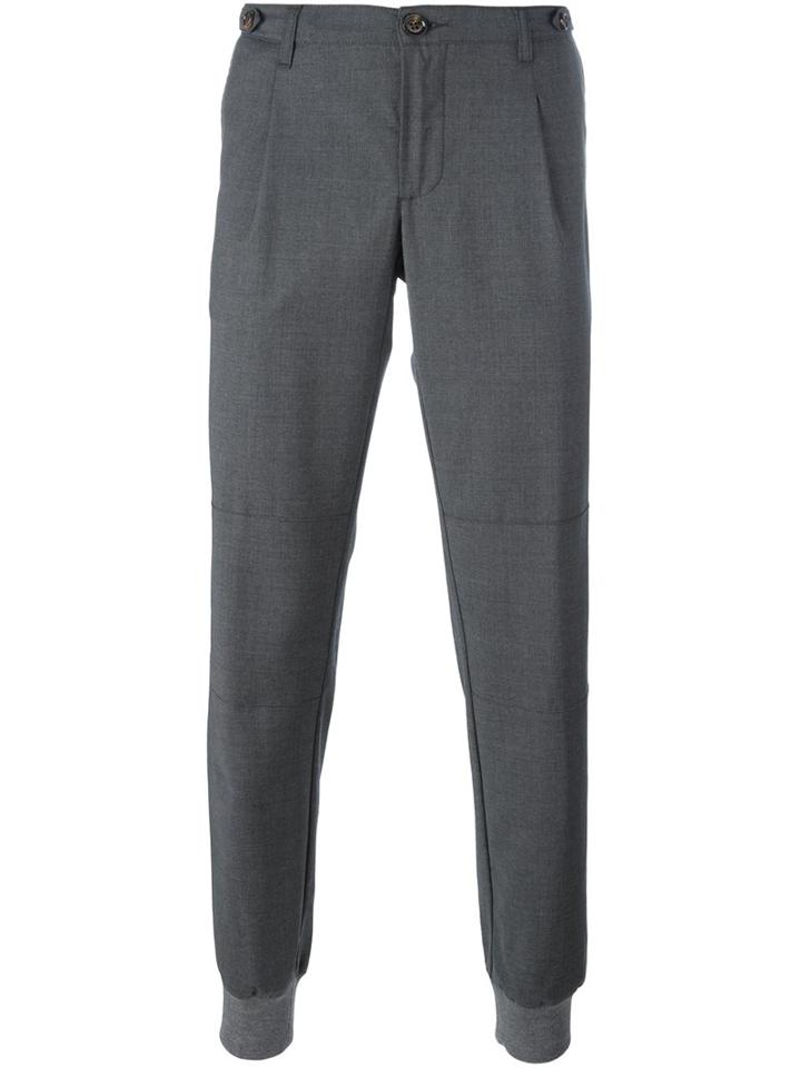 Eleventy Drawstring Tapered Joggers, Men's, Size: 38, Grey, Cotton/spandex/elastane