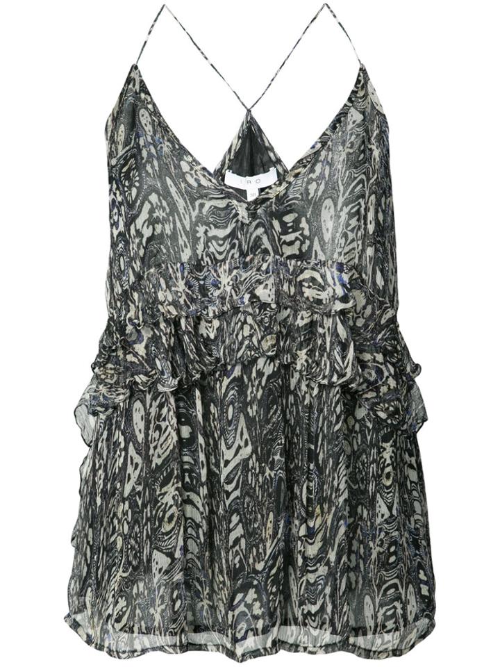 Iro Printed Ruffled Cami Top - Grey