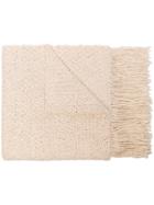 Aessai Off White Fringed Merino Linen-blend Blanket Scarf