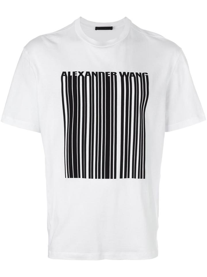 Alexander Wang Logo Barcode T-shirt, Men's, Size: 46, White, Cotton