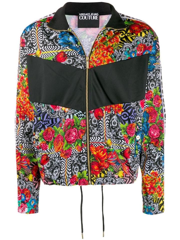 Versace Jeans Couture Floral Print Zipped Jacket - Black