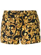 Versace Baroque Swim Shorts, Men's, Size: 6, Black, Polyester
