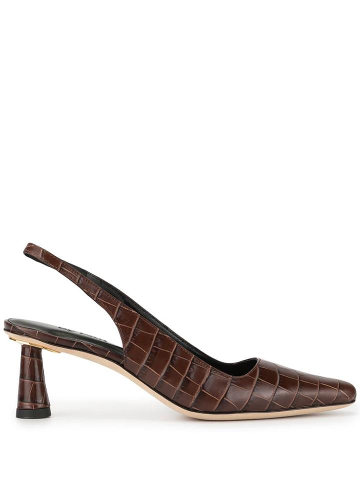 By Far Diana Nutella Croco Embossed Leather - Brown