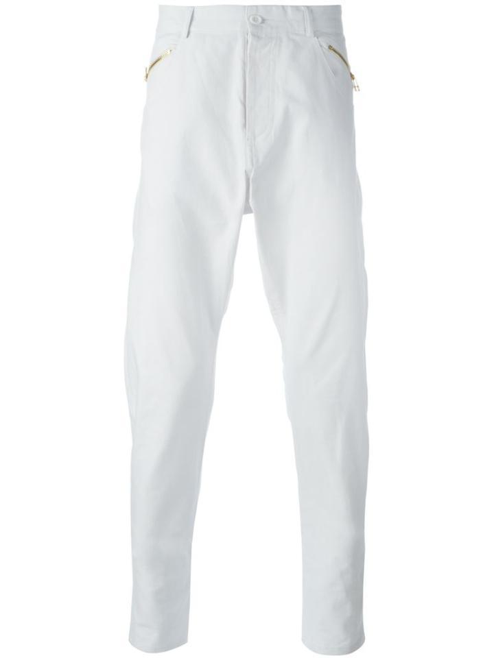 Unconditional Drop-crotch Trousers, Men's, Size: Xl, White, Cotton/spandex/elastane