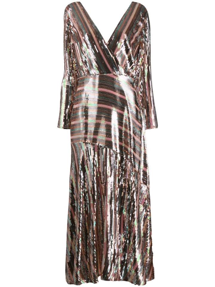 Rixo Tyra Sequined Midi Dress - Neutrals