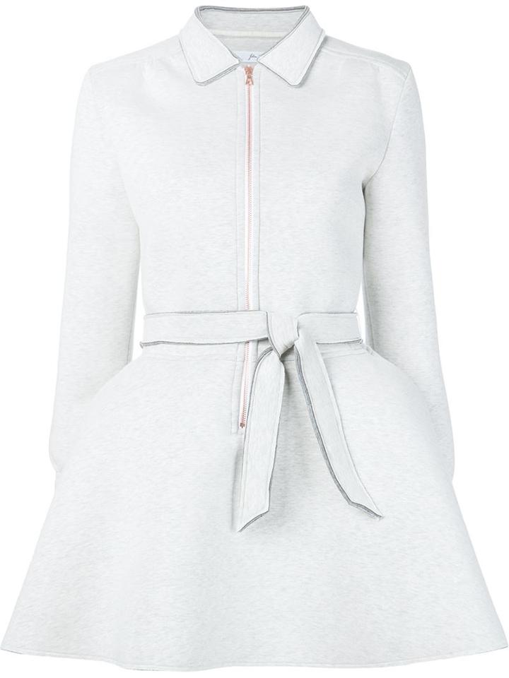 Julien David Front Zip Dress, Women's, Size: Small, Grey, Cotton