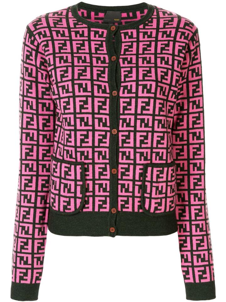 Fendi Pre-owned Zucca Pattern Knitted Cardigan - Brown