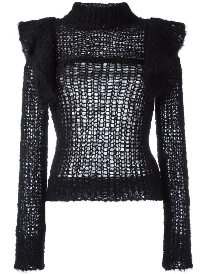 Philosophy Di Lorenzo Serafini Ruffle Shoulder Jumper, Women's, Size: 44, Black, Polyamide/mohair