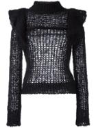 Philosophy Di Lorenzo Serafini Ruffle Shoulder Jumper, Women's, Size: 44, Black, Polyamide/mohair
