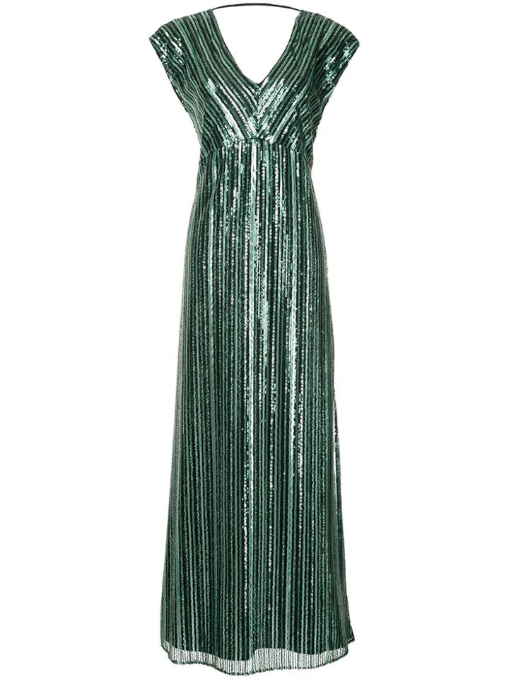 Ingie Paris Striped Sequinned Dress - Black