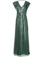 Ingie Paris Striped Sequinned Dress - Black