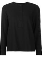 Jenni Kayne Longsleeved Henley Top, Women's, Size: Medium, Black, Spandex/elastane/viscose