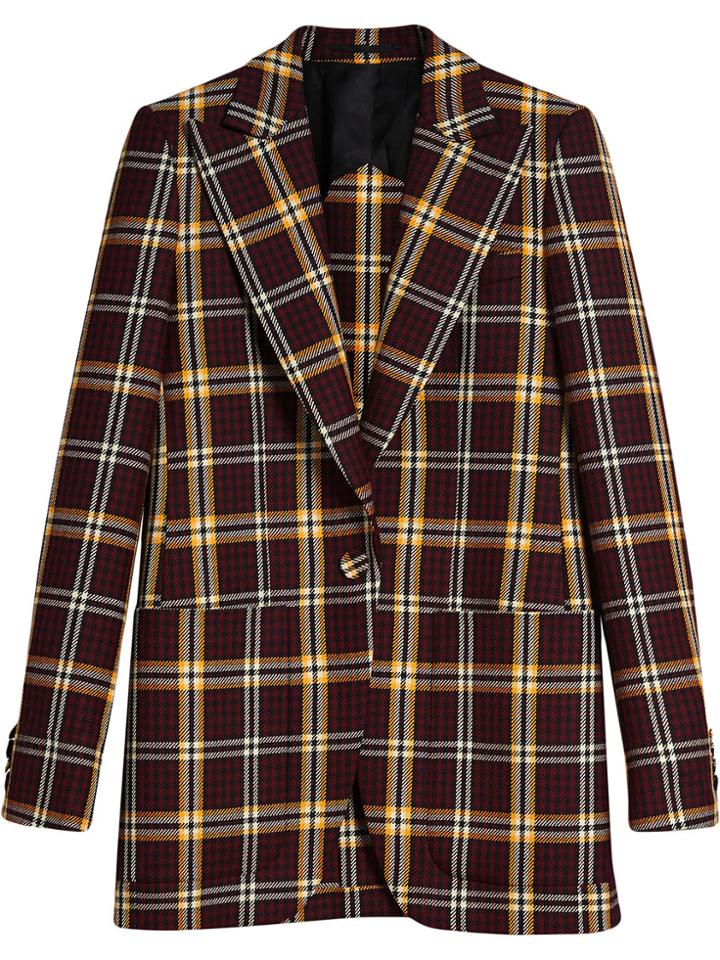 Burberry Check Fitted Blazer - Red