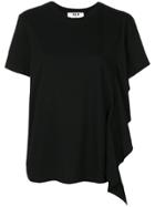 Msgm Single Frilled Sleeve T-shirt - Black