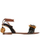 Dolce & Gabbana Raffia Embellished Sandals - Brown