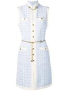 Gucci Short Tweed Dress With Chain Belt - Blue