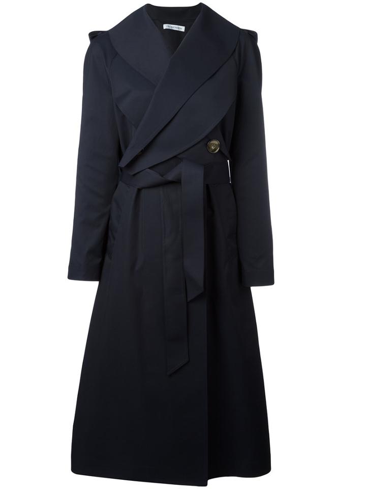 J.w.anderson Crossed Front Belted Coat, Women's, Size: 8, Blue, Cotton/polyamide