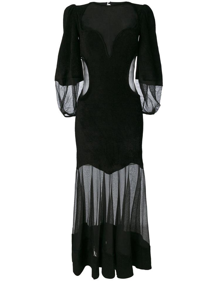 Alexander Mcqueen - Embroidered Sheer Dress - Women - Polyamide/viscose - Xs, Black, Polyamide/viscose