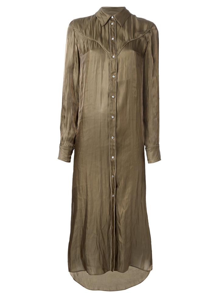 Mm6 Maison Margiela Long Shirt Dress, Women's, Size: 40, Green, Polyester