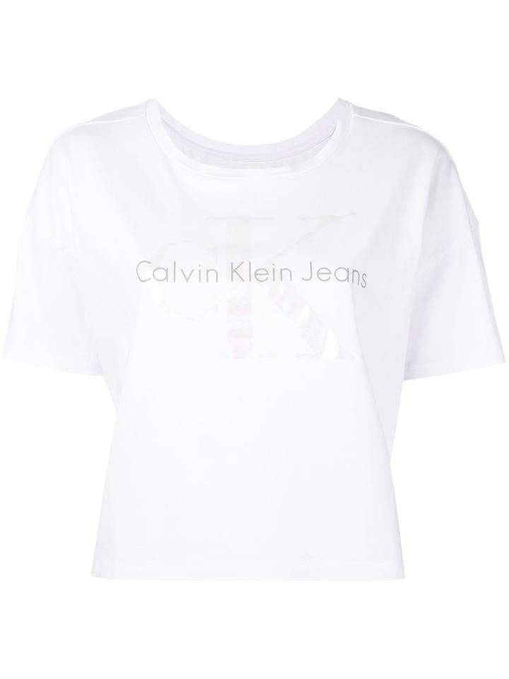 Calvin Klein Jeans - Logo Print T-shirt - Women - Cotton - Xs, Women's, White, Cotton