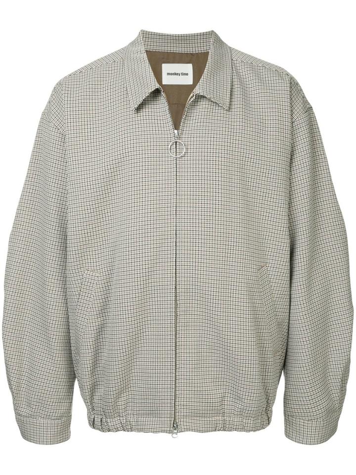 Monkey Time Checked Zipped Jacket - Brown