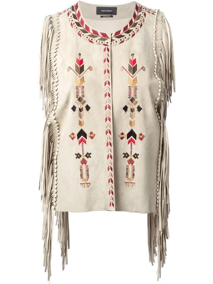 Isabel Marant Embroidered Fringed Waistcoat