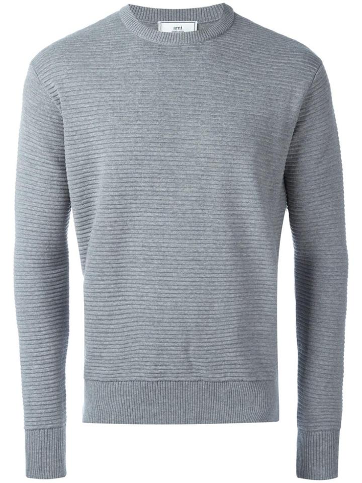 Ami Alexandre Mattiussi Horizontal Rib Sweater - Grey