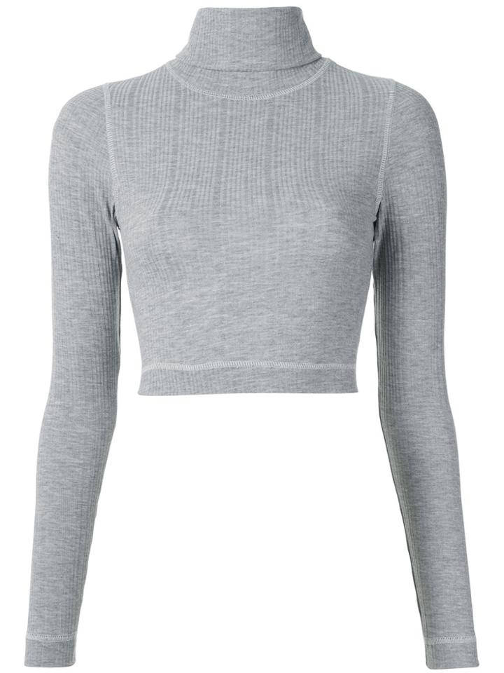 À La Garçonne Roll Neck Cropped Top - Grey