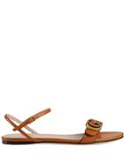Gucci Leather Sandal With Double G - Orange