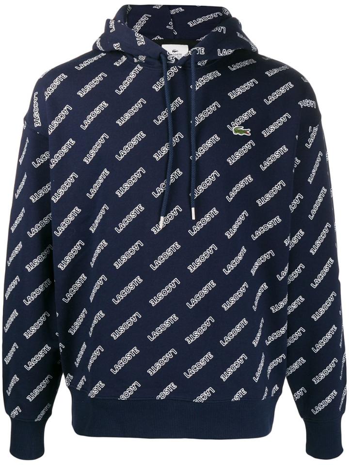 Lacoste Live Logo Print Hoodie - Blue