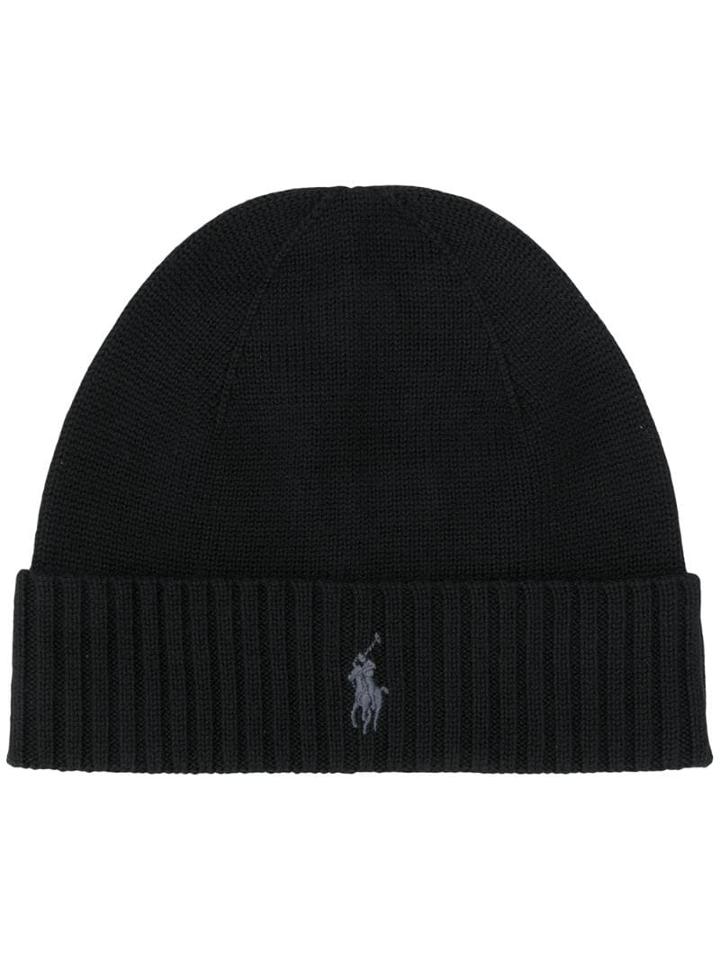 Polo Ralph Lauren Logo Embroidered Beanie - Black