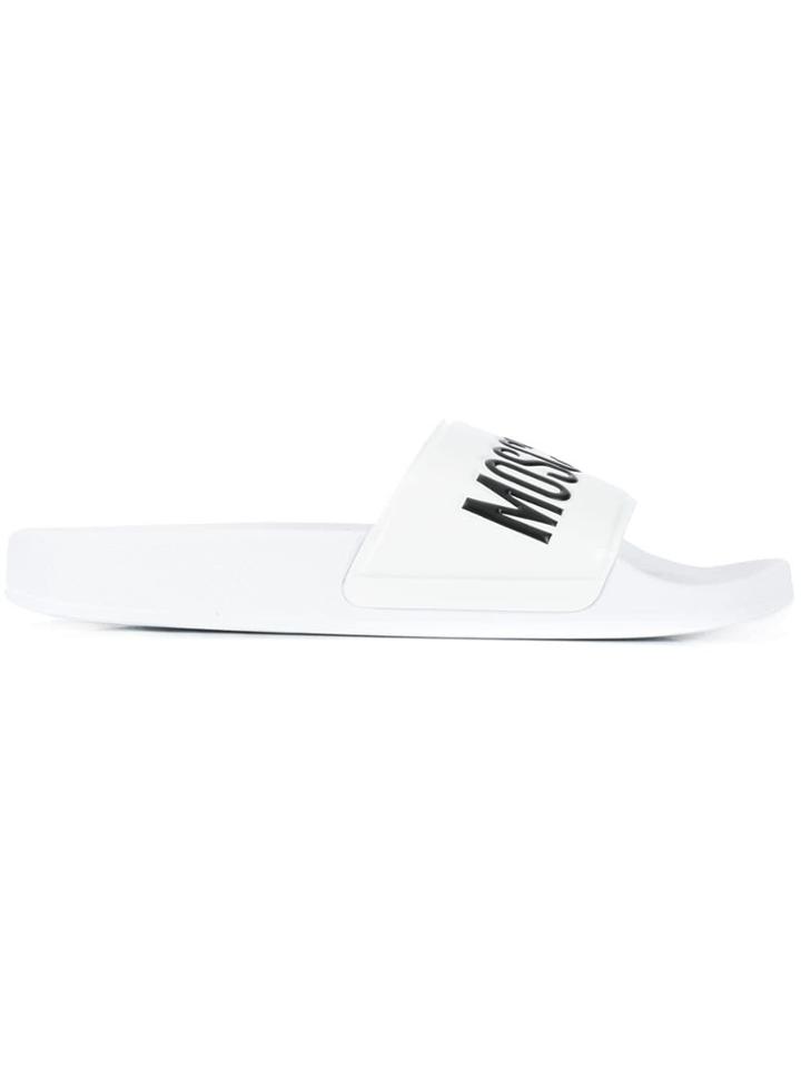 Moschino Logo Slides - White