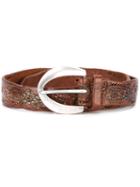 Orciani - Floral Engraved Belt - Women - Leather - 85, Brown, Leather