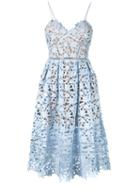 Self-portrait - Lace-embroidered Dress - Women - Polyester/spandex/elastane - 12, Blue, Polyester/spandex/elastane