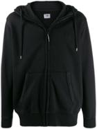 Cp Company Embroidered Logo Zip-up Hoodie - Black